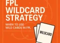 "FPL Wildcard Strategy graphic showing when to use wild cards in Fantasy Premier League, with Stadscore branding in orange and white."