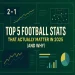 Square featured image for Top 5 Football Stats That Actually Matter in 2025 with football pitch graphics, charts, and modern analytics visuals